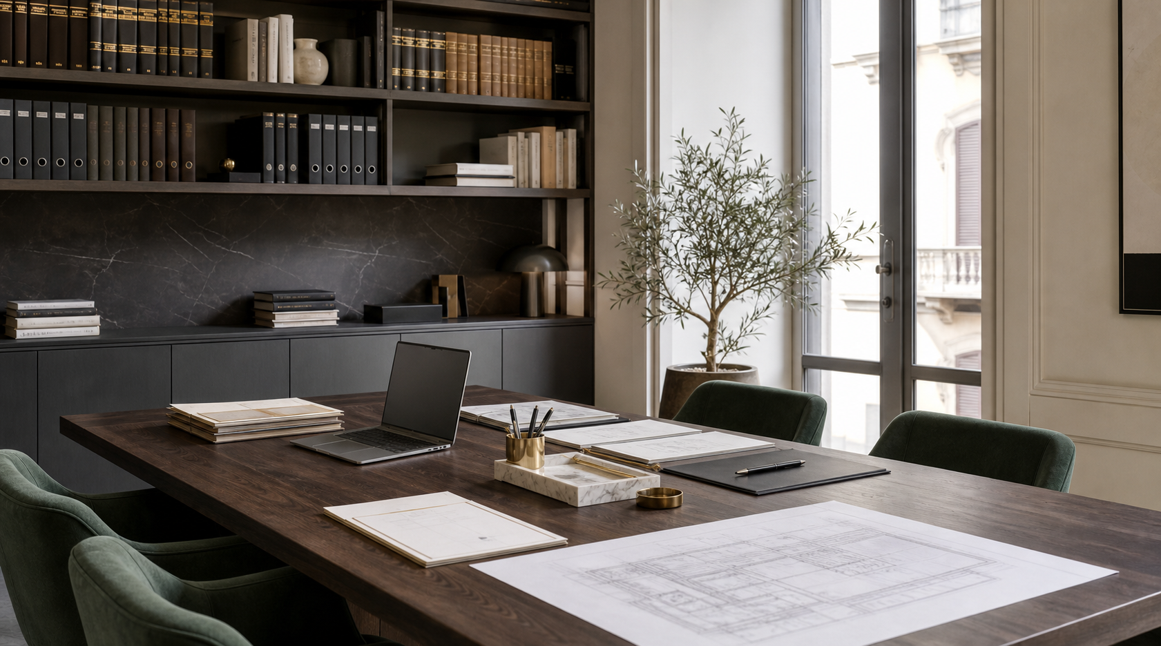Sala riunioni ordinata di uno studio professionale multidisciplinare
